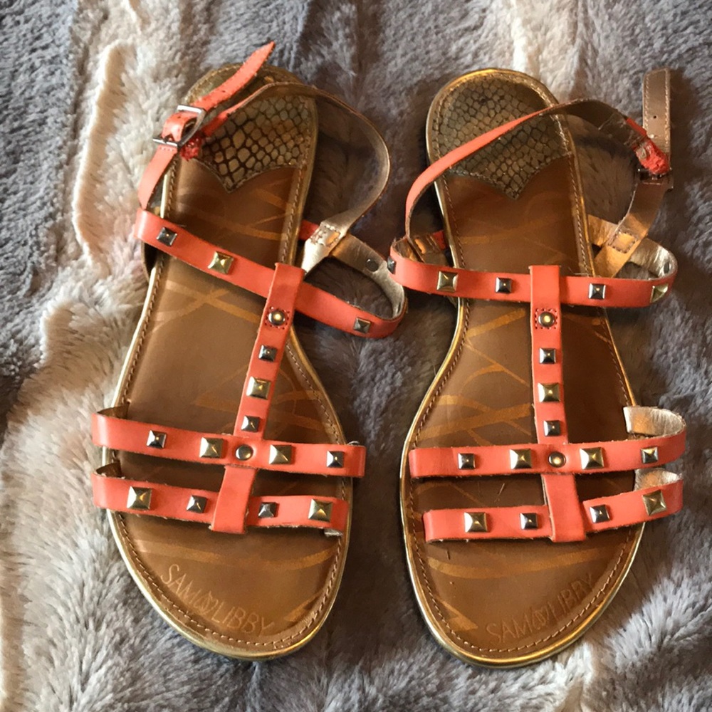 Sam and Libby orange studded sandals